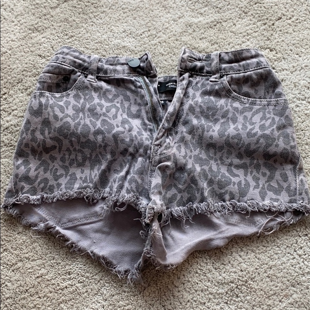 High waisted animal print jean shorts